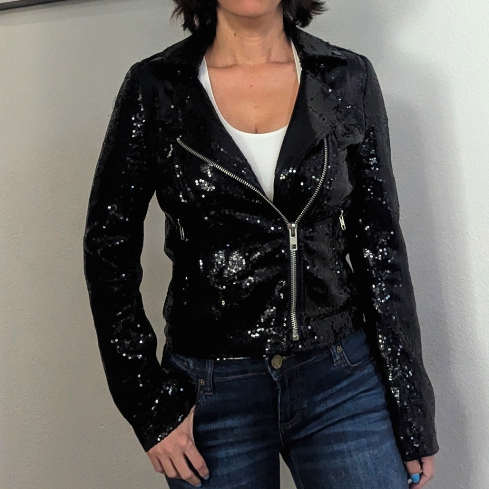 FOREVER 21 Sequin Moto Style Jacket